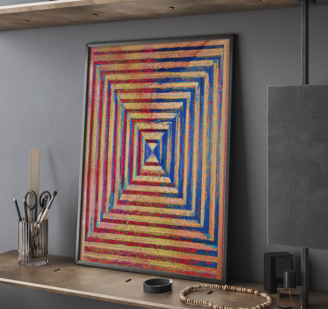Textured Abstract Art Print Colorful Geometric Home Decor