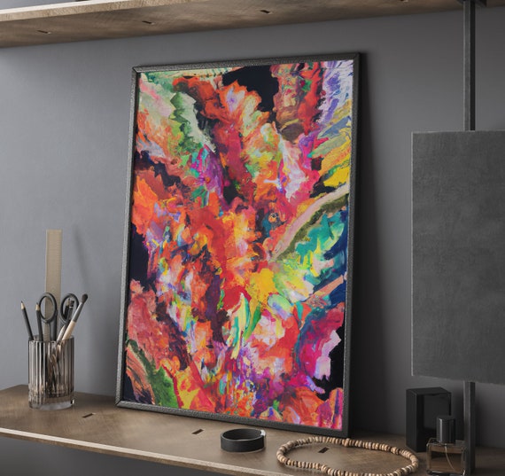 Abstract Landscape Art Print Midcentury Modern Oil Painting