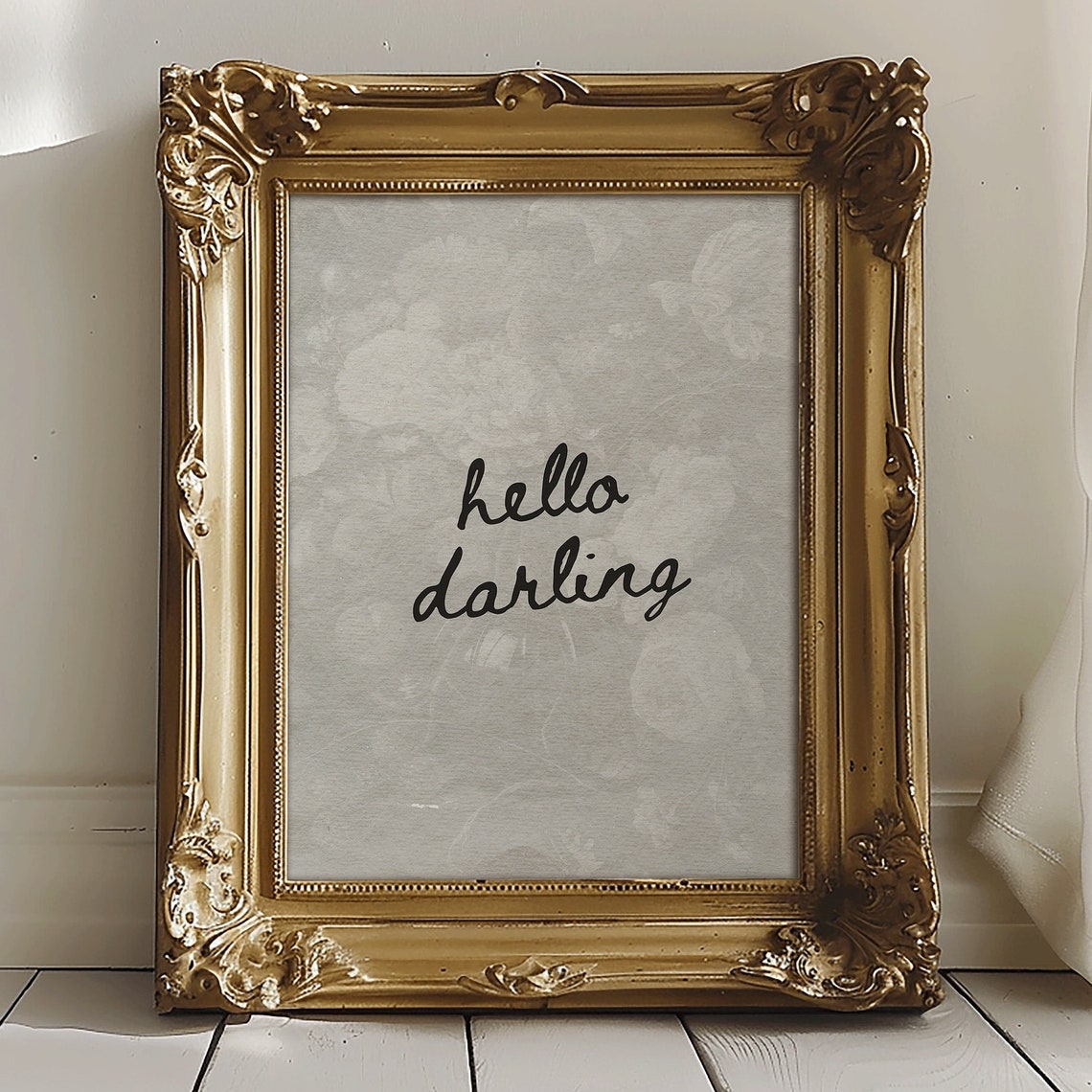 Hello Darling Handwritten Script Elegant Neutral Quote Poster