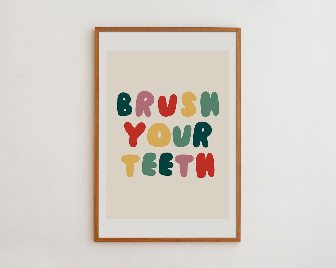 Kids Hygiene Rules Nursery Bathroom Poster Print