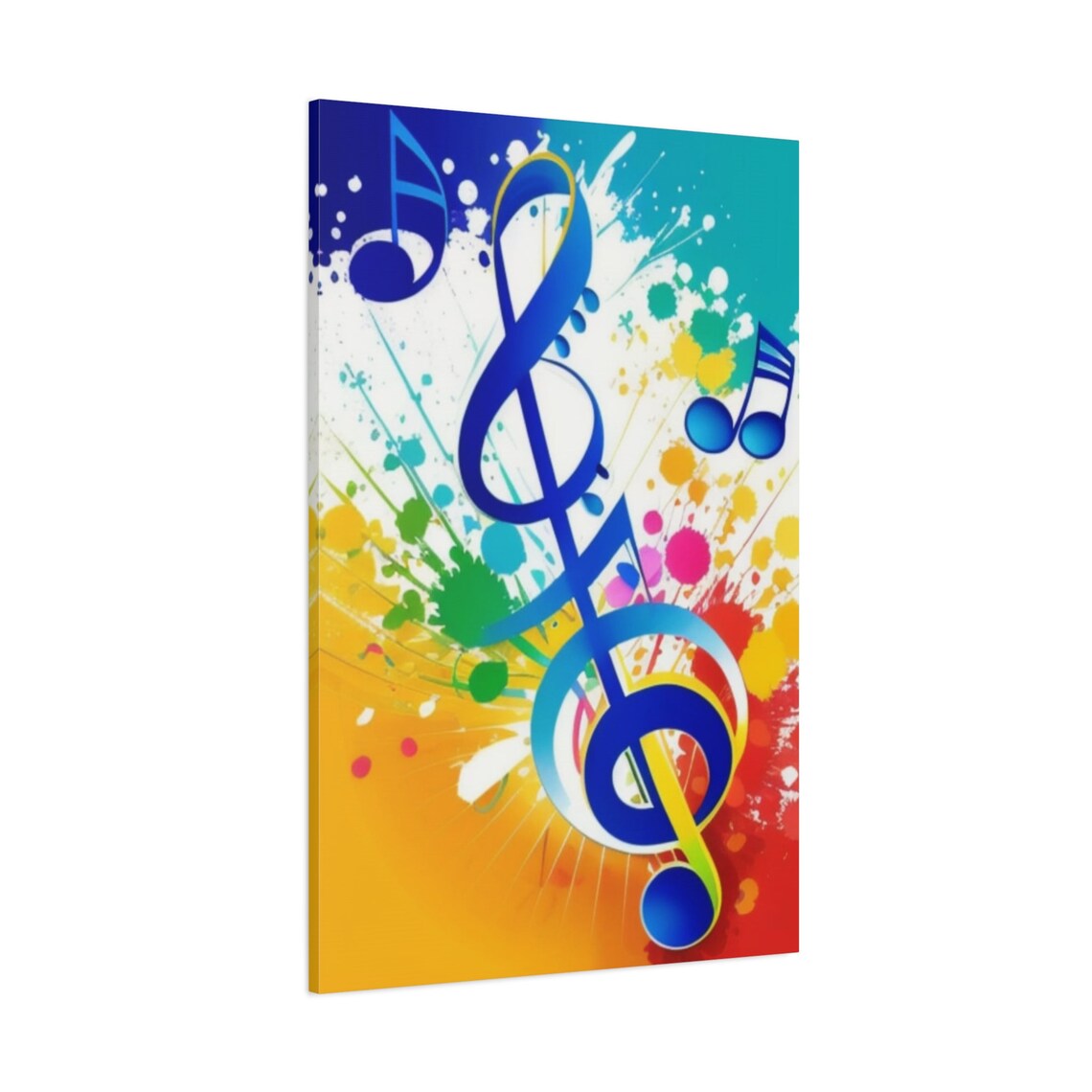 Blue Treble Clef Colorful Music Notes Paint Splatter Musical Wall Poster - Image 3