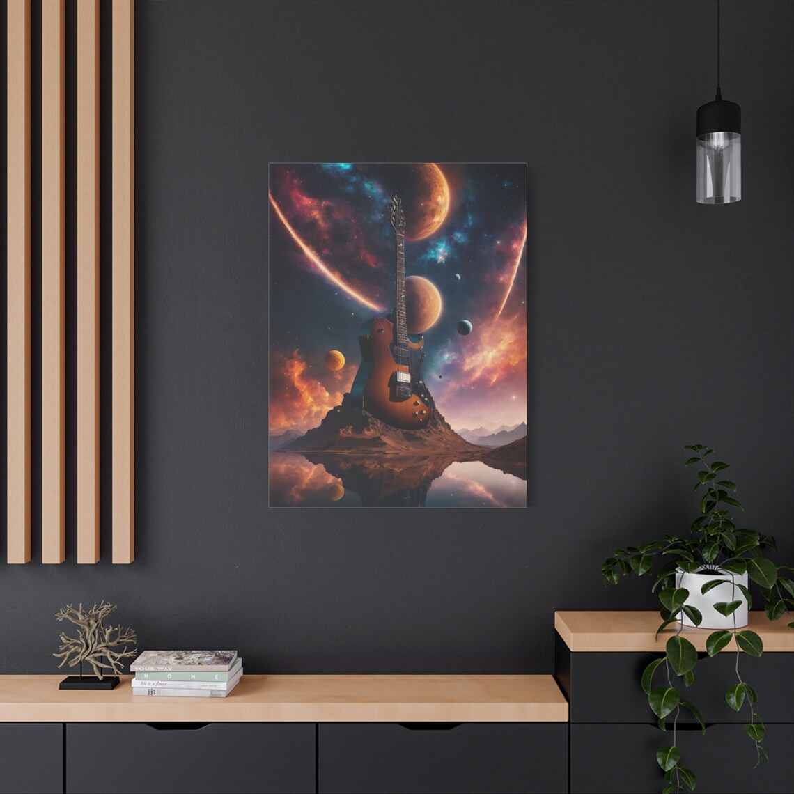 Cosmic Electric Guitar Space Planets Nebula Fantasy Wall Art Poster - Image 2