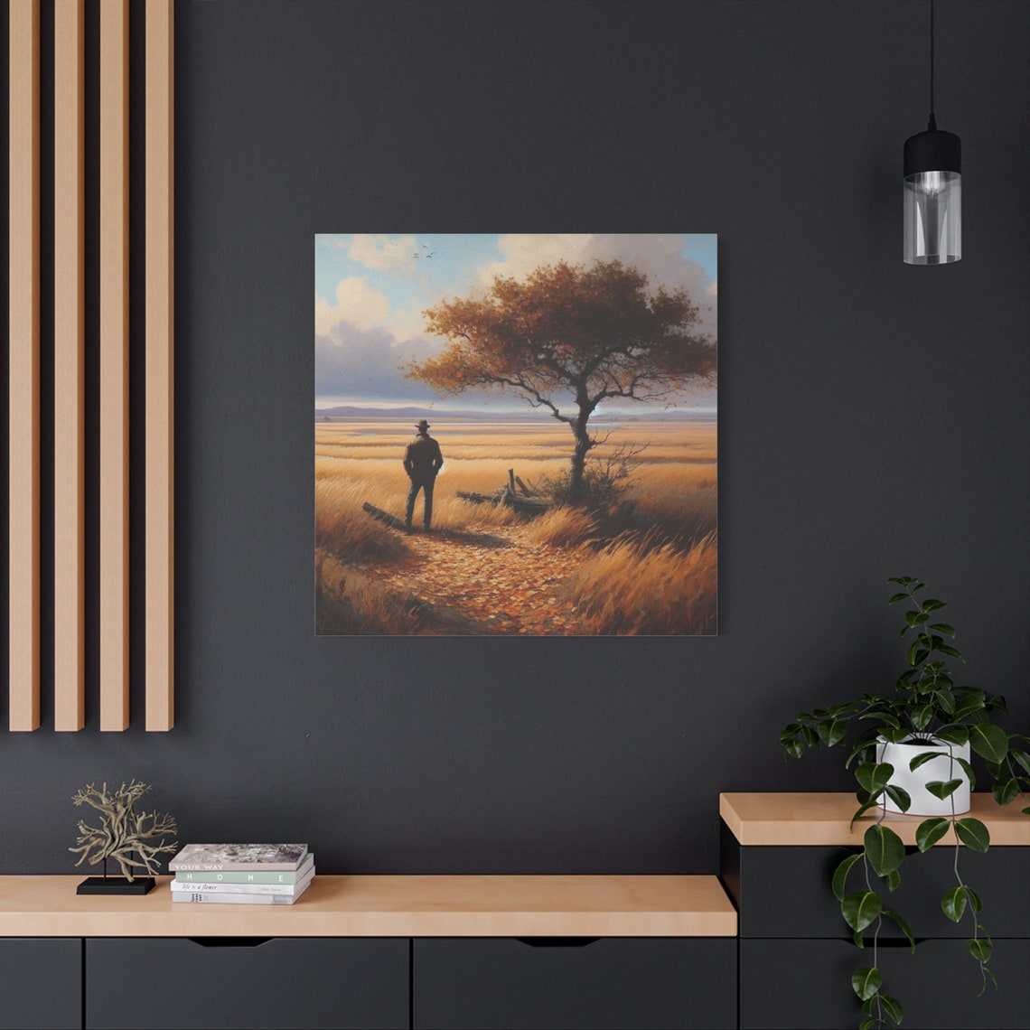 Man in Autumn Field Golden Wheat Rustic Countryside Wall Poster - Image 2