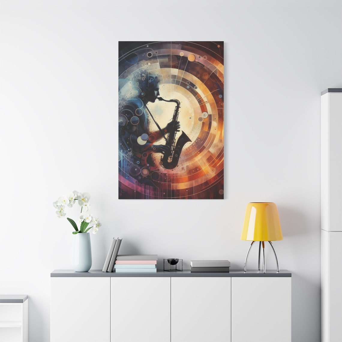 Saxophone Silhouette Golden Mandala Circles Jazz Music Art Poster - Image 4