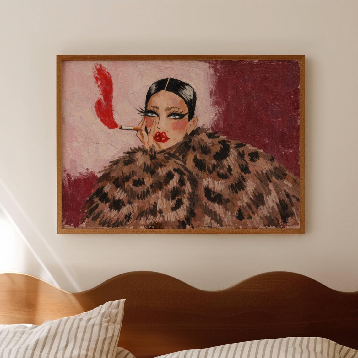 Abstract Fashion Woman Smoking, Mid-Century Art Print