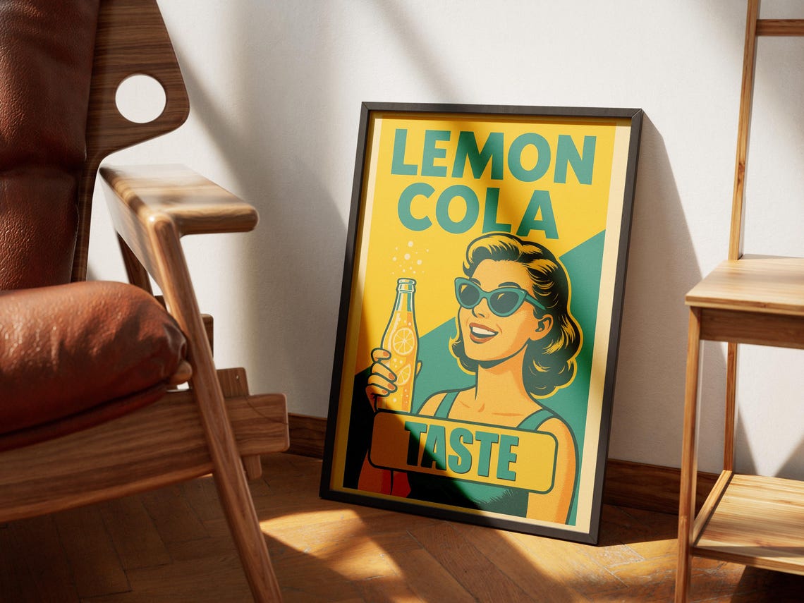 Lemon Cola Poster Retro Pop Art Kitchen Diner Print