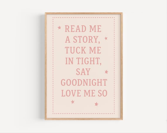 Read Me A Story Bedtime Nursery Rhyme Pink Wall Decor Poster