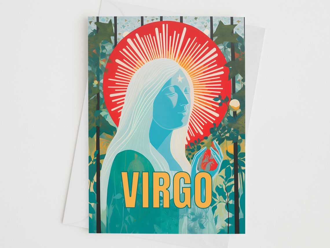 Virgo Zodiac Greeting Card Star Sign Art Birthday
