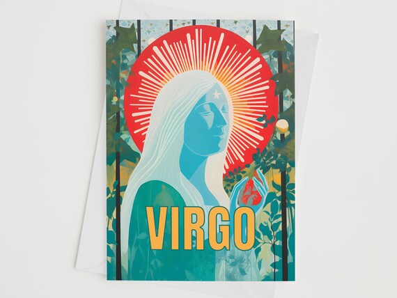 Virgo Zodiac Greeting Card Star Sign Art Birthday