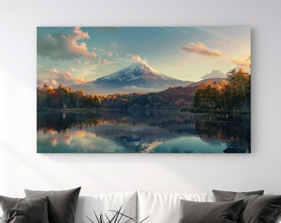 Fuji Mountain Ii Nature Water Luxury Design Print Home Decor Wall Art Wall Art Gift Room Decor Ready To Hang