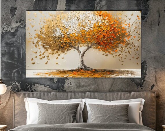 Painting Tree Abstraction Orange Luxury Design Print Home Decor Wall Art Wall Art Gift Room Decor Ready To Hang