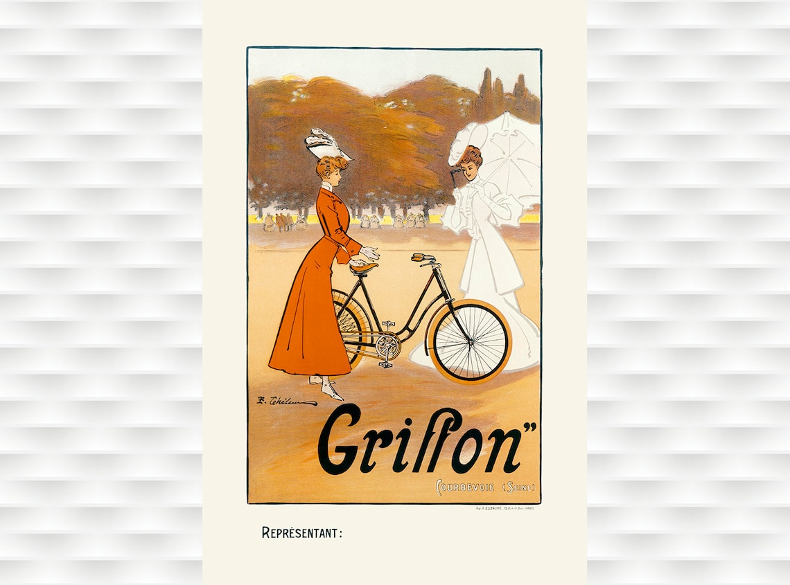 Griffon Courbevoie Vintage French Elegant Women Bicycle Poster
