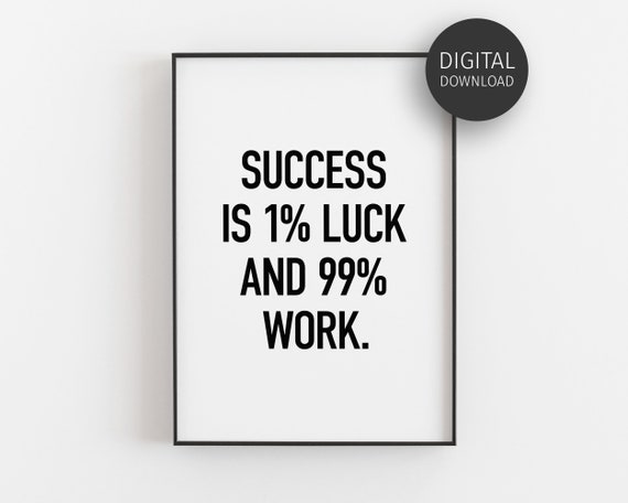 Success 1% Luck 99% Work Entrepreneur Motivational Quote Poster
