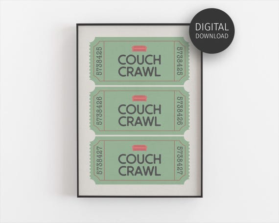 Above Couch Art Print Trendy Ticket Print Vintage Wall Art For Cozy Cottage Decor Retro Home Decor Cool Green Apartment Poster