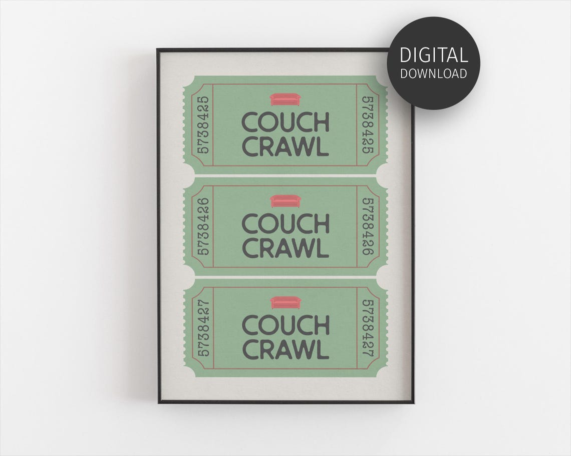 Couch Crawl Vintage Ticket Trio Mint Green Living Room Wall Art