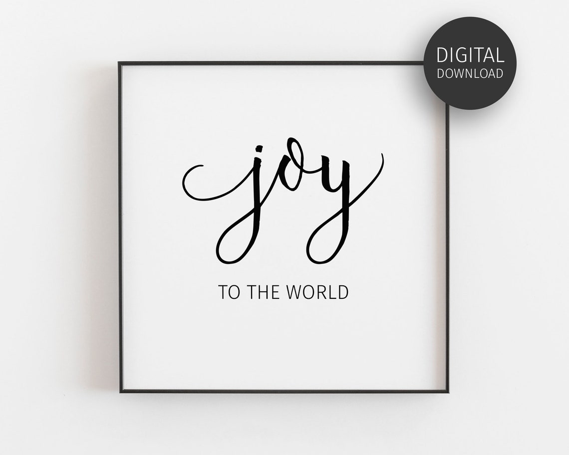 Joy to the World Christmas Calligraphy Typography Holiday Poster