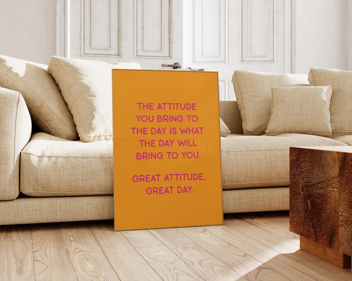 Great Attitude Great Day Motivational Bold Orange Quote Poster - Image 3