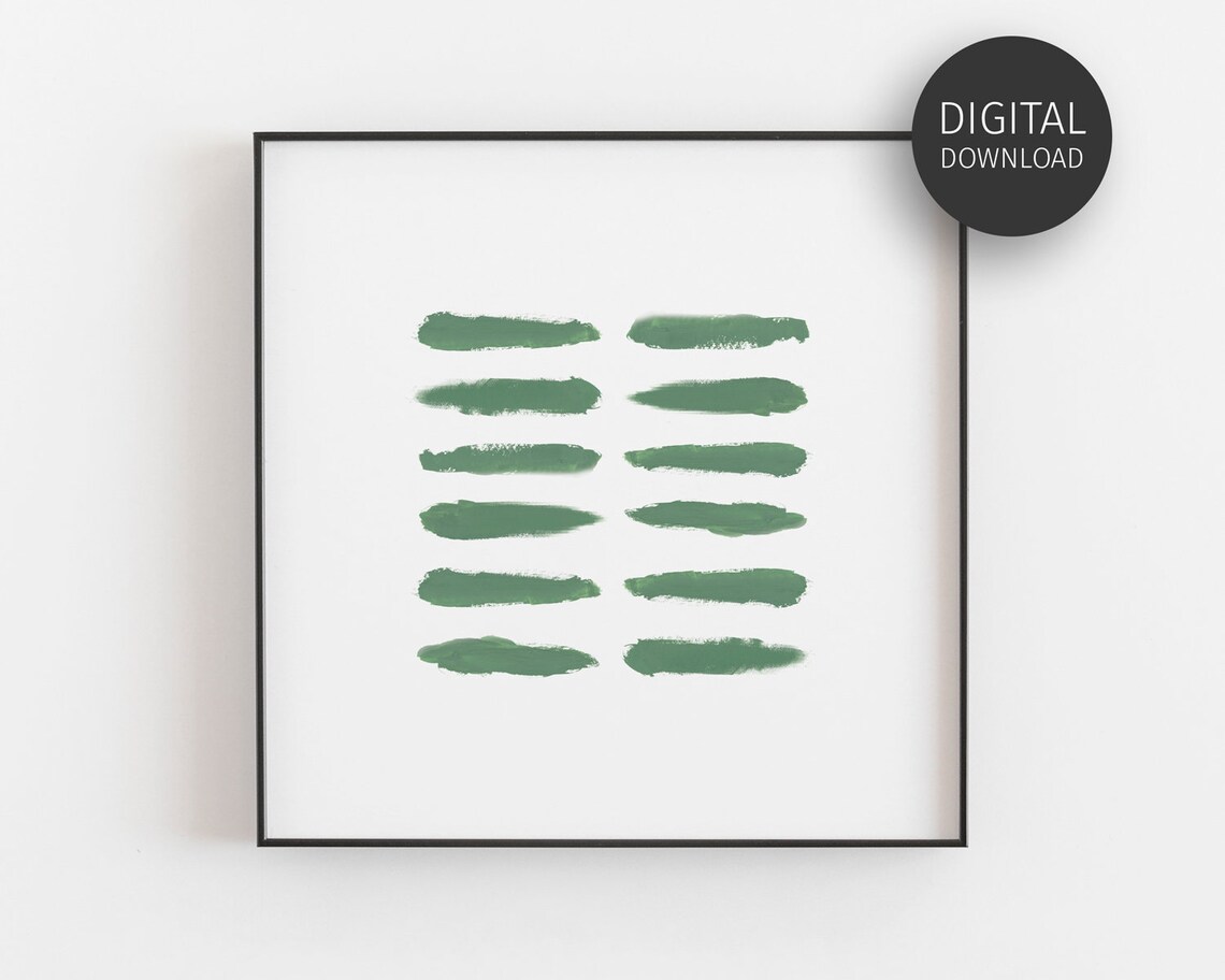 Dark Green Watercolor Abstract Art Print