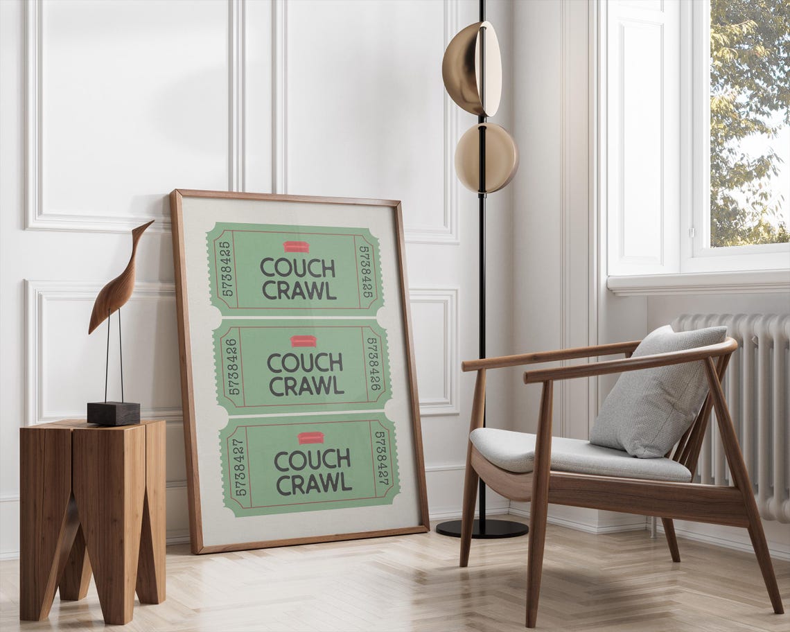 Couch Crawl Vintage Ticket Trio Pink Cozy Living Room Wall Art - Image 2