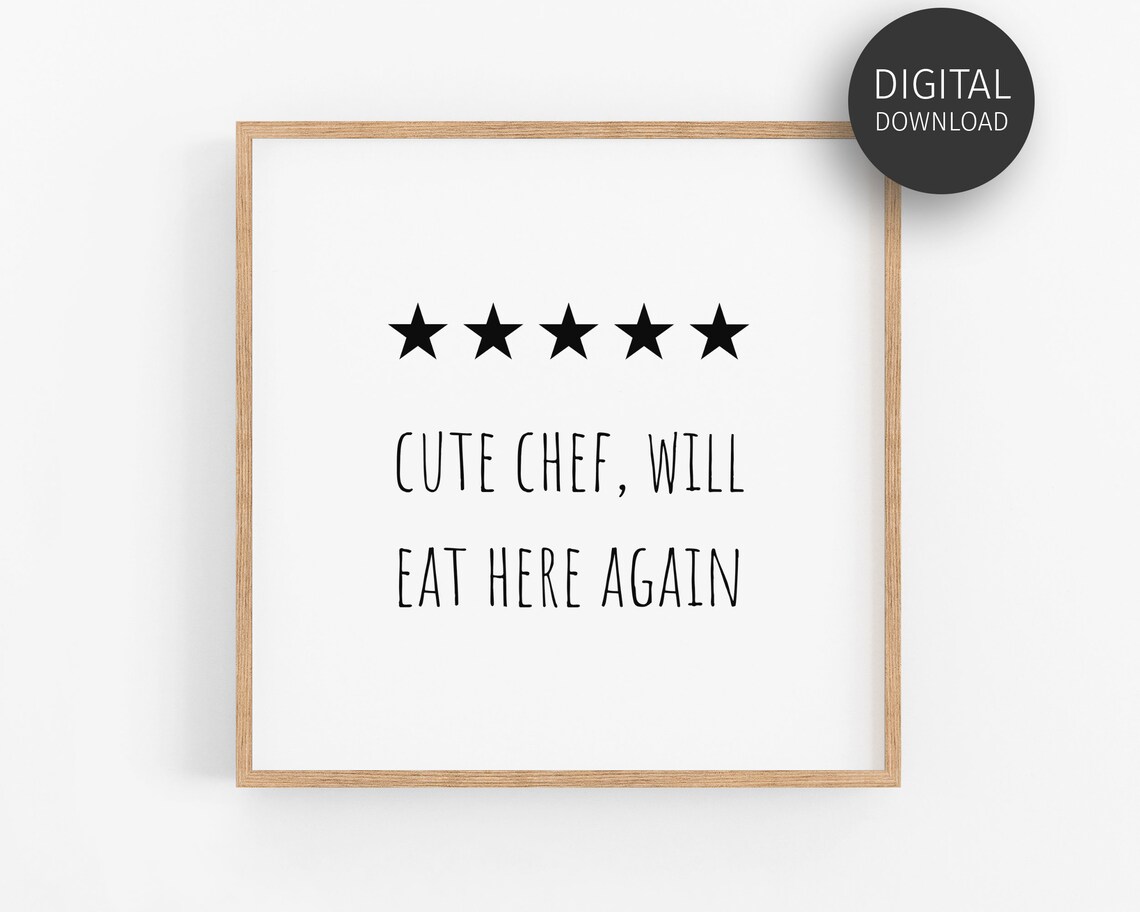 Funny Kitchen Poster Wall Art Chef Gifts Cute Chef Will Eat Here Again Apartment Decor Print Dining Room Humour - Image 2