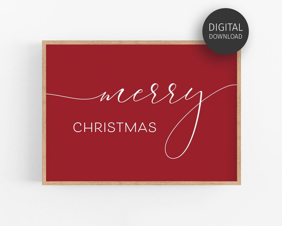 Red Christmas Merry Christmas Sign Calligraphy Poster
