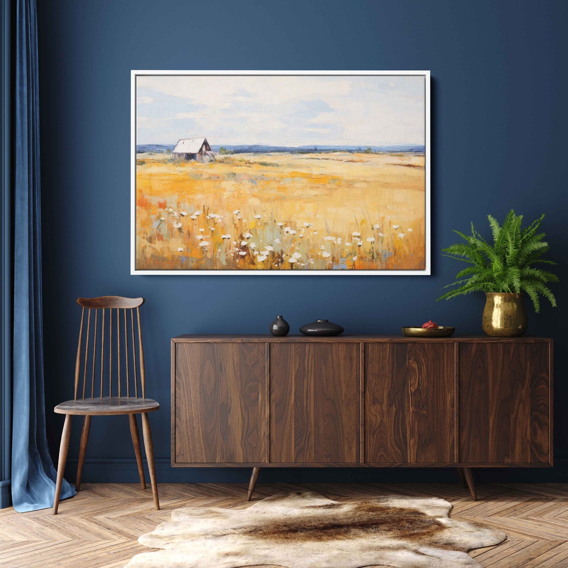 Rustic Farm Vintage Painting Framed Print Ready To Hang Farmhouse Decor - Image 2