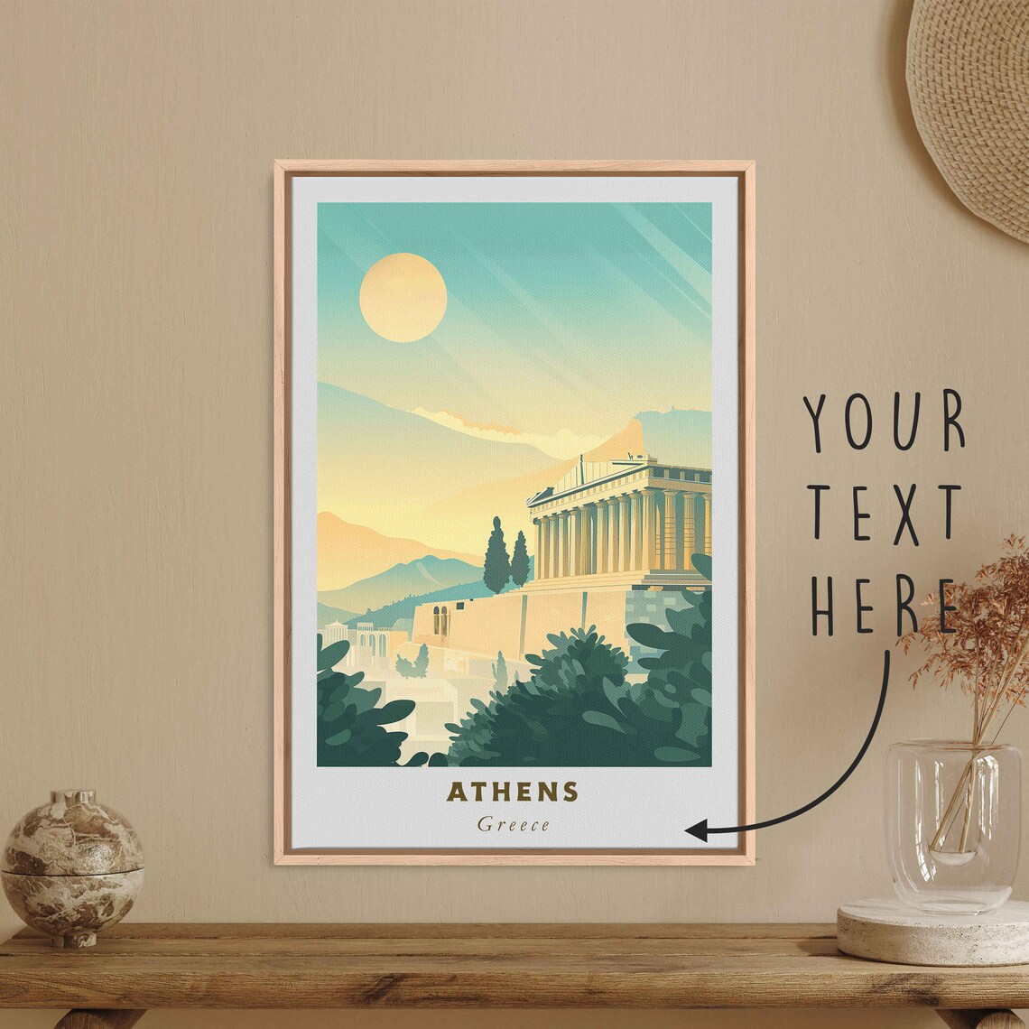 Athens Greece Parthenon Acropolis Sunrise Landmark Travel Poster
