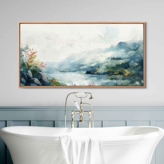 Lakes Of Killarney Wall Art Print Panoramic Watercolor Landscape Ethereal Misty Views