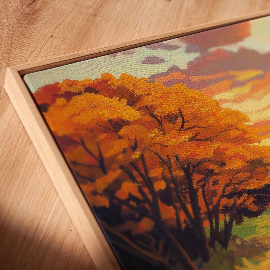 Serene Countryside Landscape, Autumn Foliage Stream - Image 2