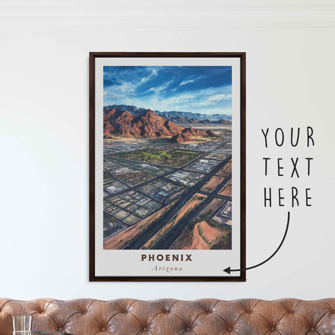 Phoenix Arizona Camelback Mountain Desert Skyline View Travel Poster