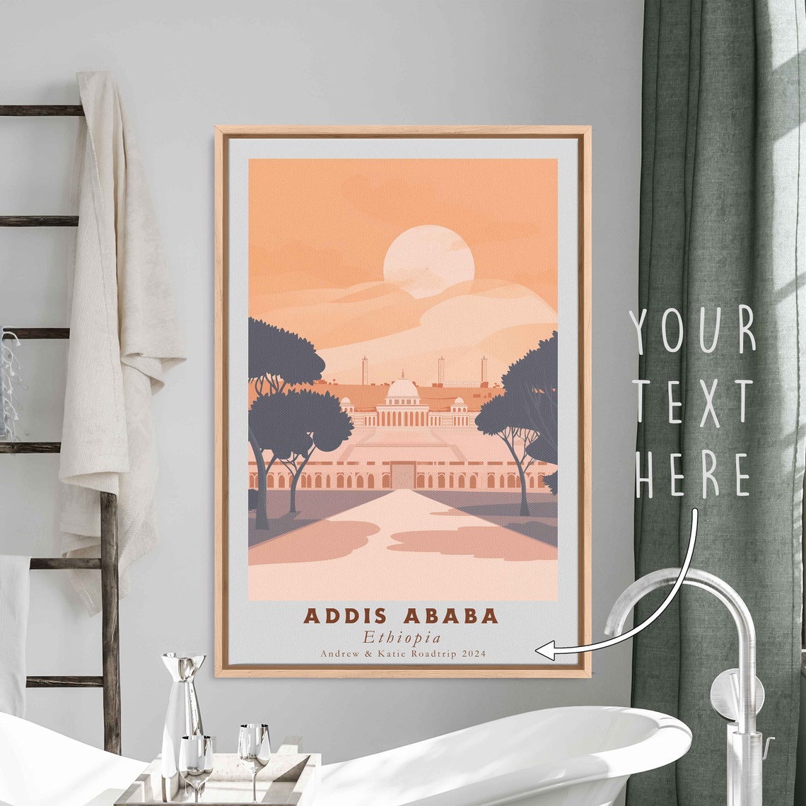 Addis Ababa Ethiopia Palace Sunset Garden Avenue Travel Poster - Image 3