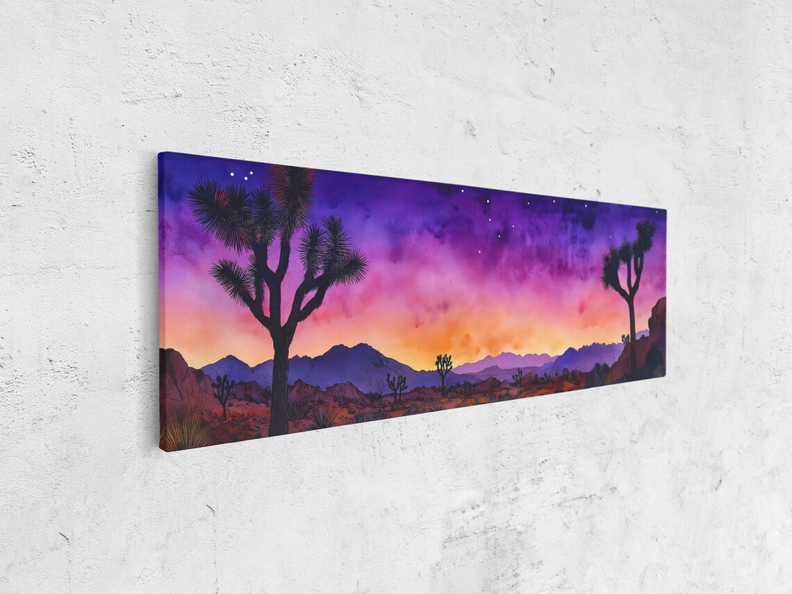 Joshua Tree National Park Wall Art Print Twilight Desert Scene Vibrant Purple Sky - Image 4