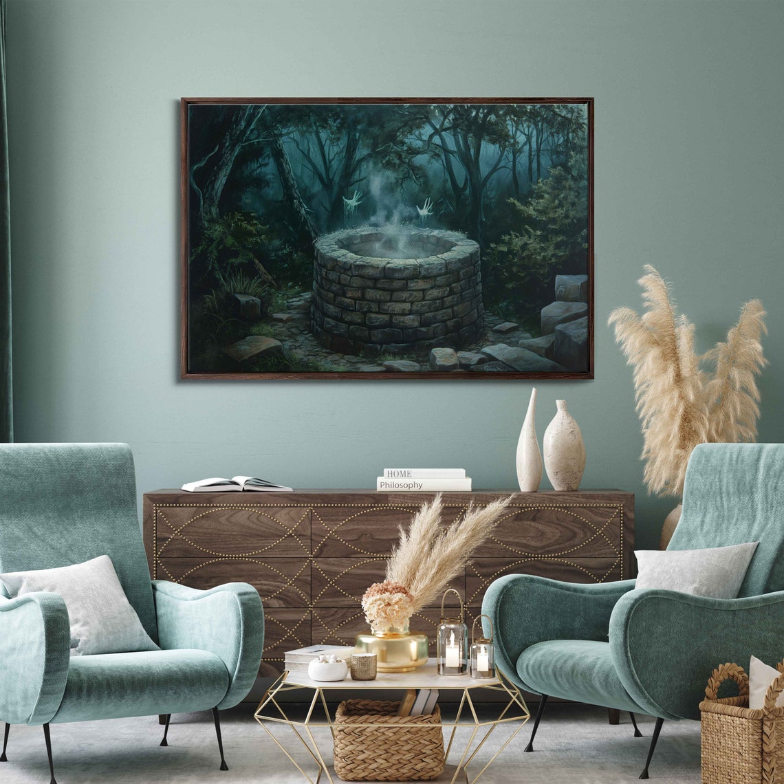 Eerie Spirit Well Haunted Forest Misty Dark Spooky Halloween Print - Image 3