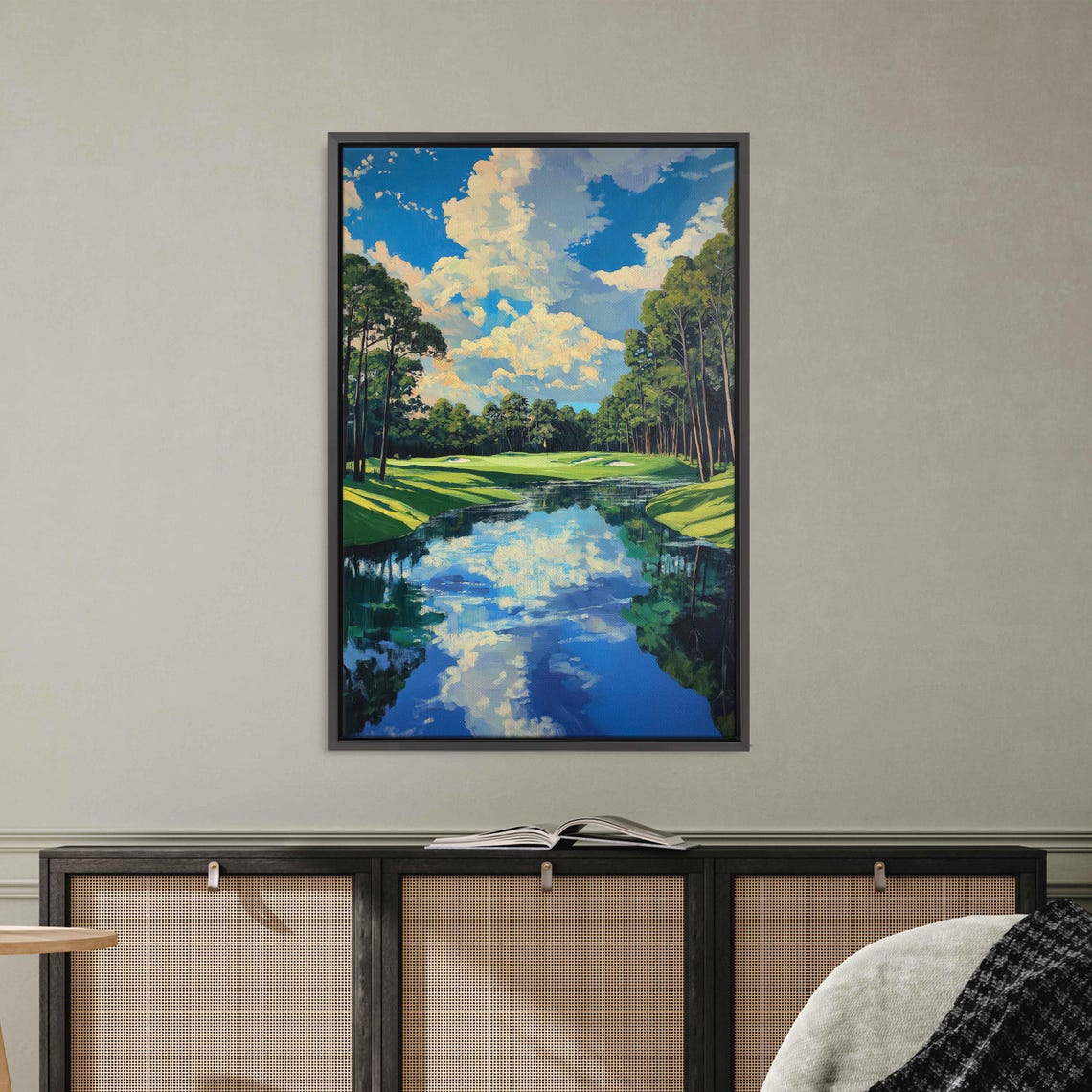 Picturesque Views From The 17th Hole Wall Art Print Reflections Blues Greens Golf Course Scenic