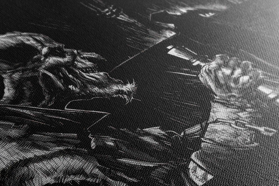 Gothic Ghoul Playing Chess With Vampire Dark Comic Ink Halloween Poster - Image 2