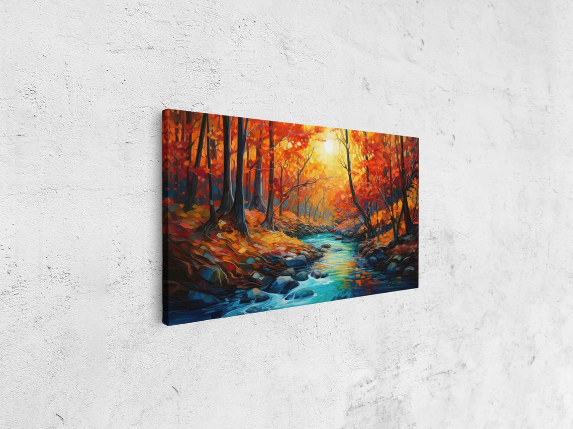 Autumn Forest Stream Sunlit Fall Foliage Colorful Nature Poster - Image 4