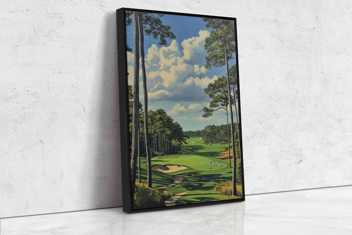 Pine Forest Golf Course Fairway With Sand Bunker Sunny Art Poster - Image 4