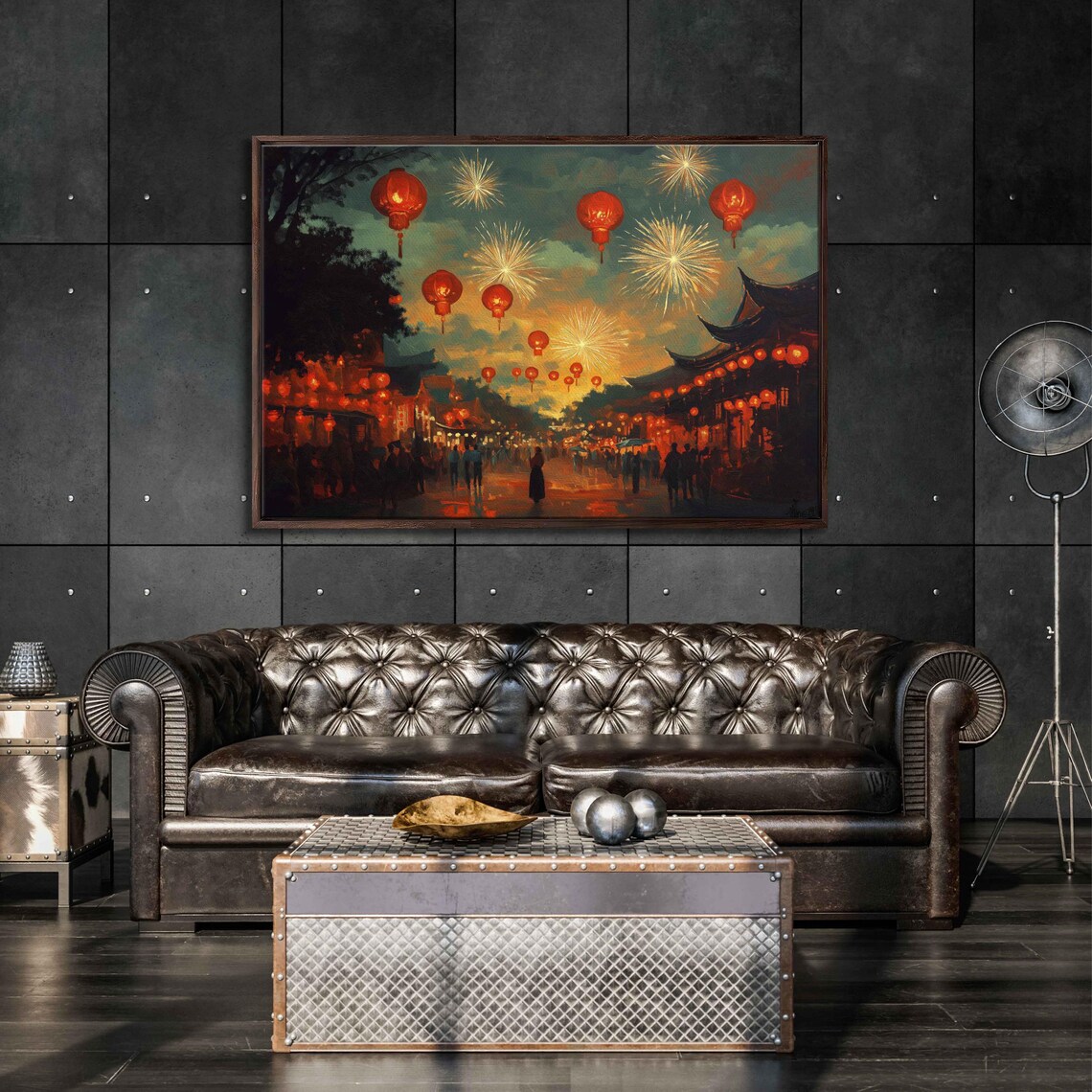 Chinese New Year Celebration, Lanterns Fireworks Art Print