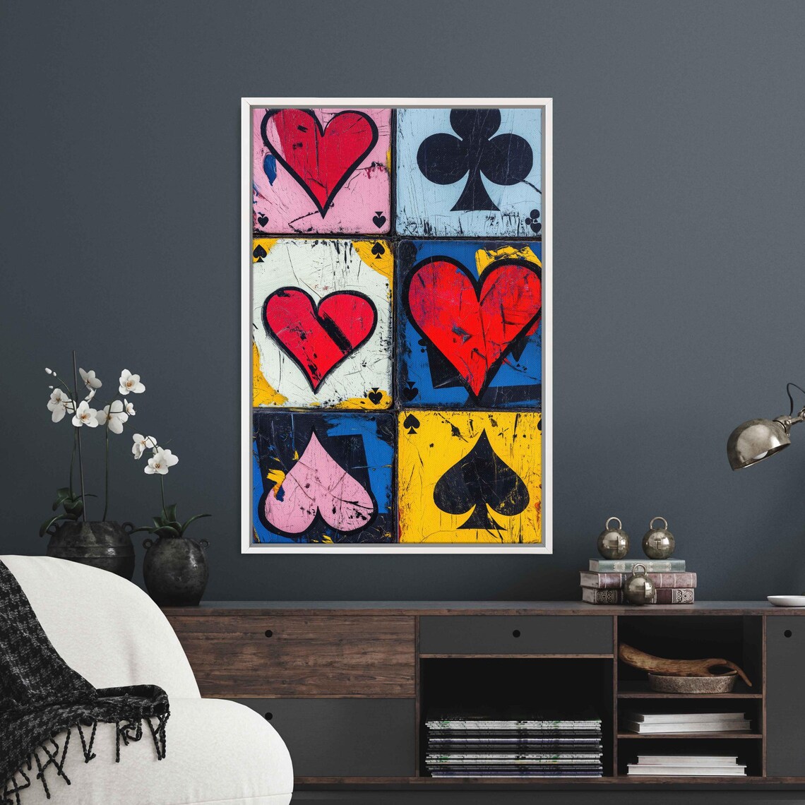 Pop Art Playing Card Suits Wall Art Print Man Cave Decor Gift For Him High Stakes Ready To Hang