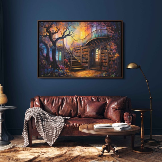 Staircase In Treehouse Library Painting Framed Print Ready To Hang