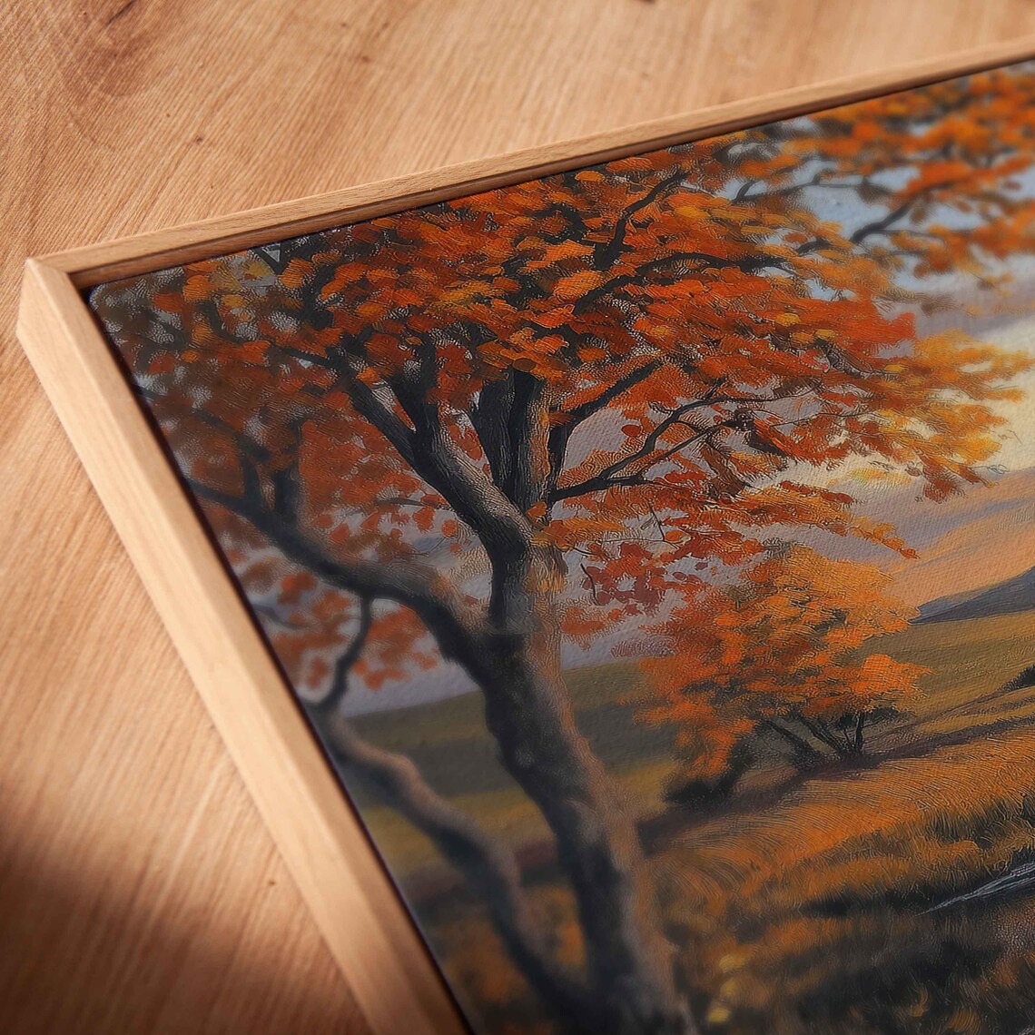 Serene Countryside Landscape, Autumn Foliage Sunset - Image 2