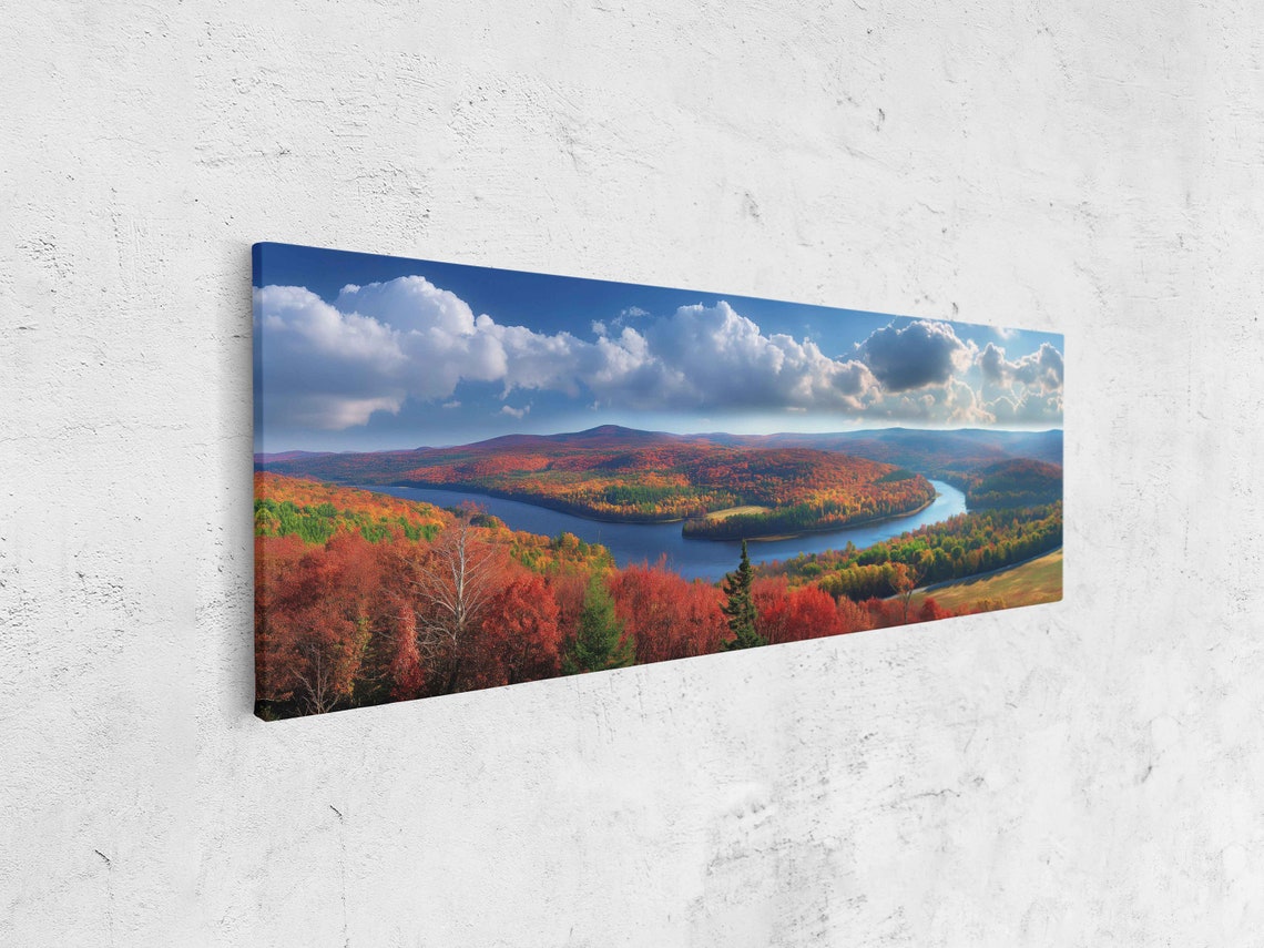 Winding River Through Autumn Hills Fall Foliage Panorama Poster - Image 4