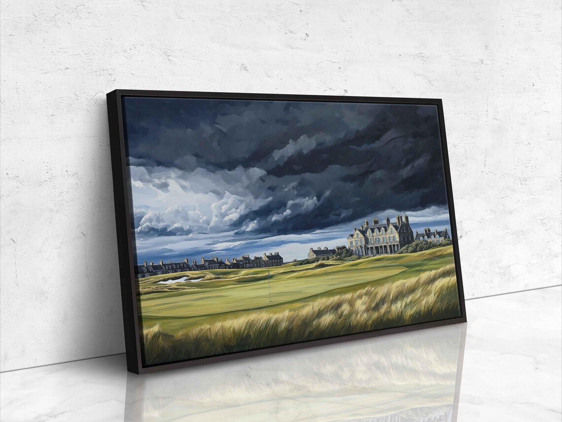 St Andrews Old Course Stormy Sky Historic Clubhouse Golf Poster - Image 4