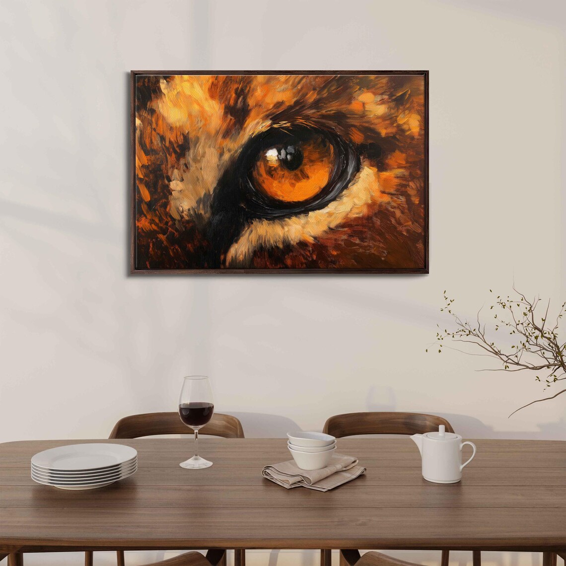 Intense Lion's Eye Macro Art Print, Dramatic Tones