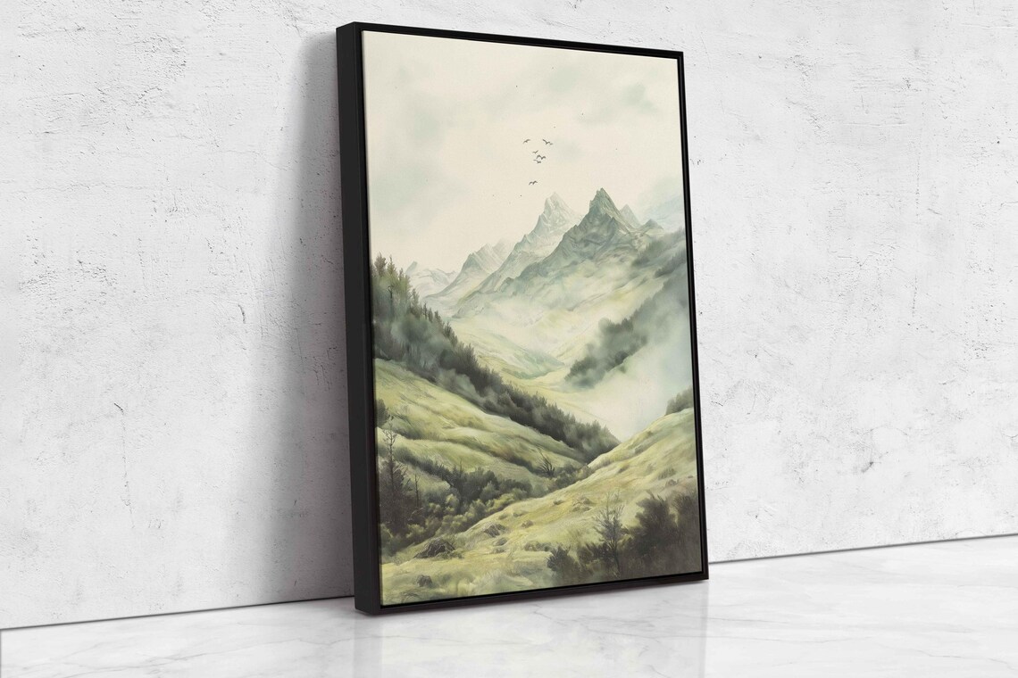 Andes Mountains Watercolor Wall Art Print Nature Landscape Intricate Wildlife Soft Clouds - Image 4