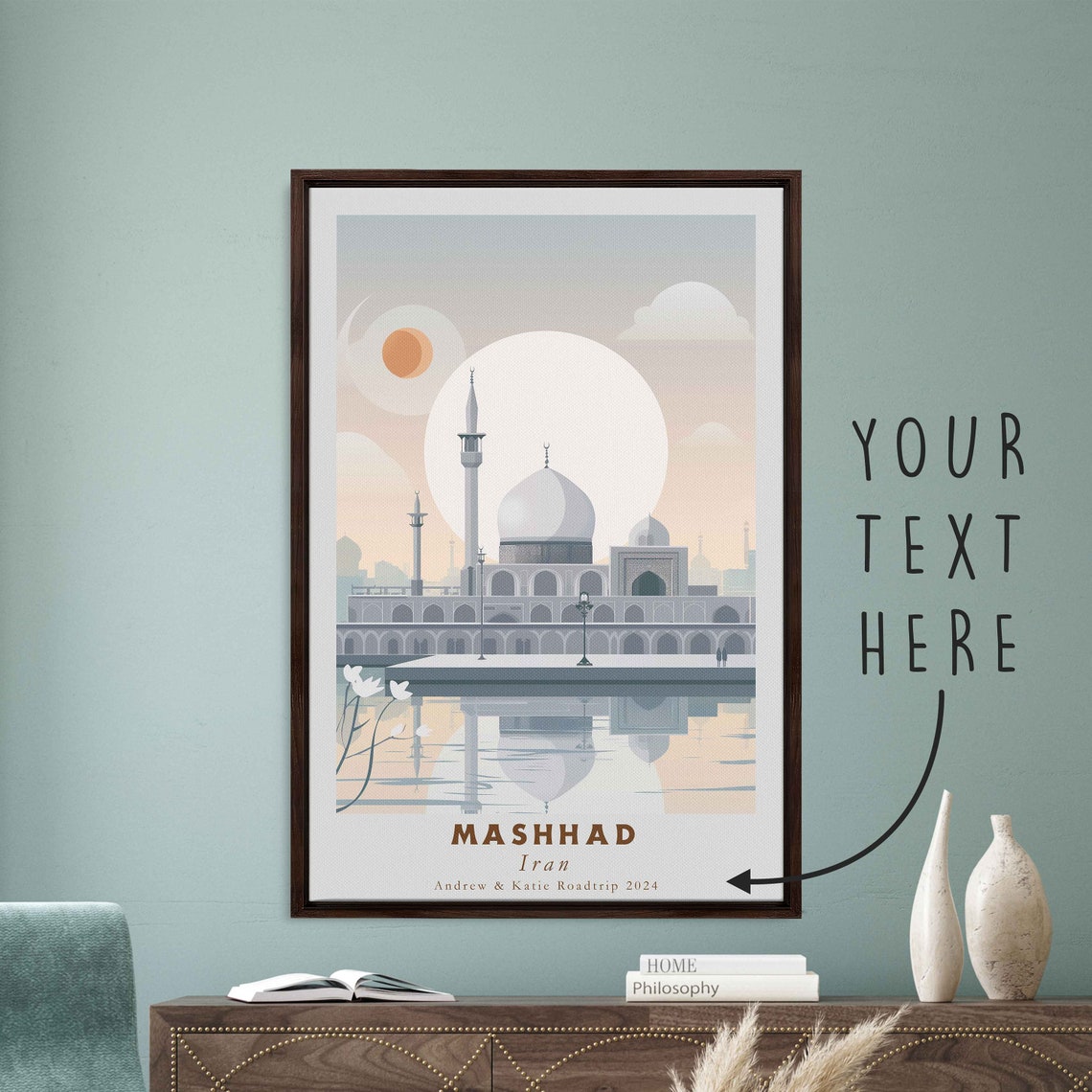 Mashhad Iran Shrine Dome Pool Reflection Sunrise Travel Poster - Image 3