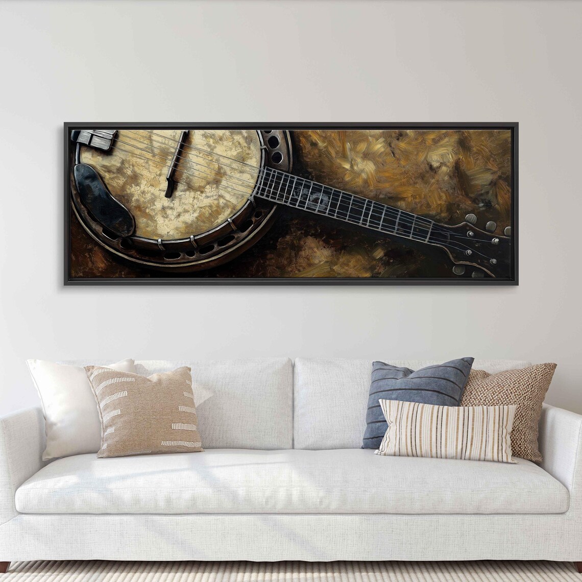 Banjo Close Up Dark Moody Painting Earthy Gold Tones Appalachian Music Poster