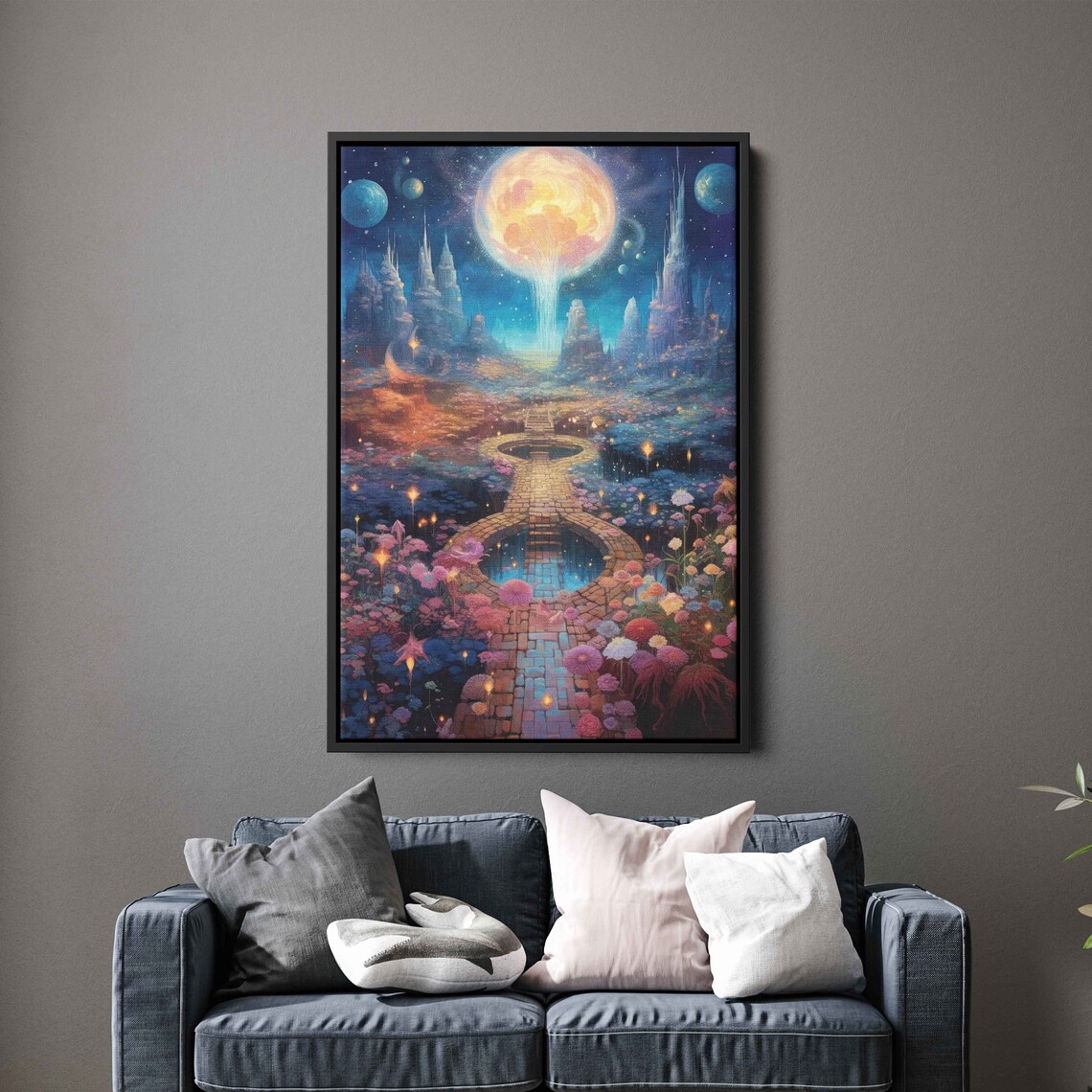 Surreal Moonlit Celestial Path, Abstract Art Print
