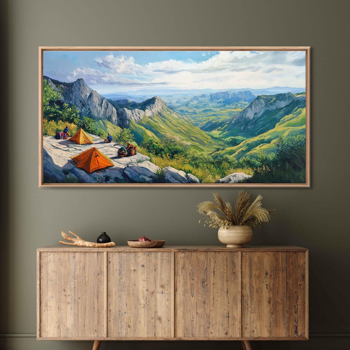 Mountain Range Campers, Summer Day Valley Scene