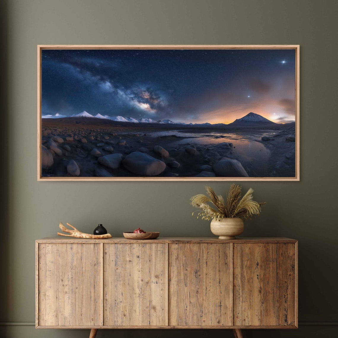 Milky Way Over Volcanic Desert And Snow Tipped Peaks At Night Poster - Image 3